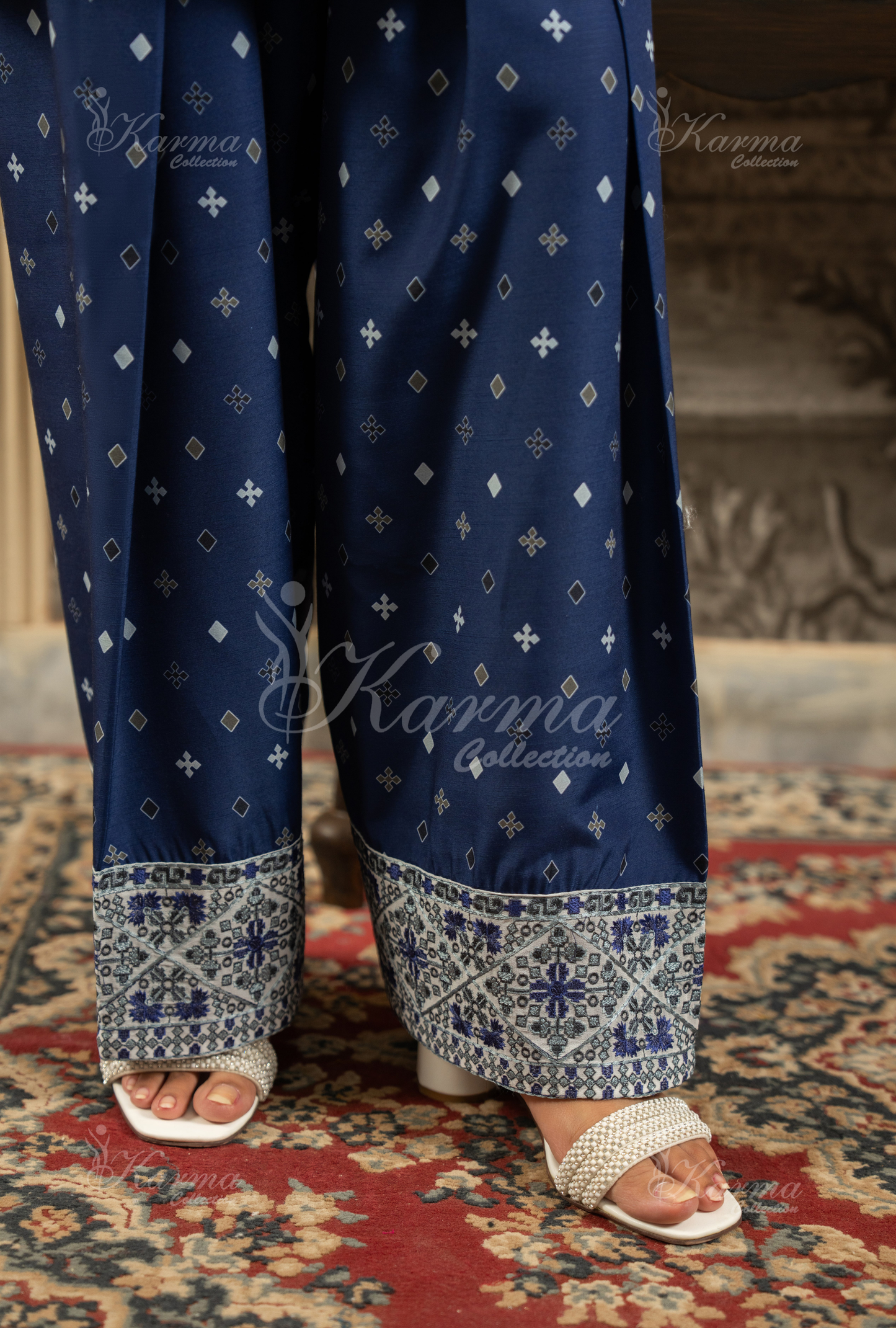Deep Navy Shirt with Lace Dori Karmacollectionpk