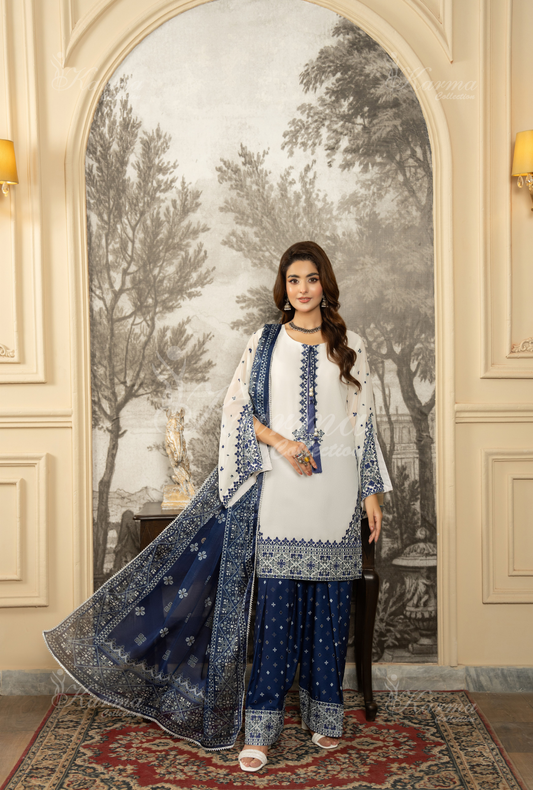 Deep Navy Shirt with Lace Dori